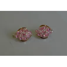 Серьги серебренные Sil Myau с золотыми вставками 082s-4 Розовый (Sil-689) Серьги серебренные Sil Myau с золотыми вставками 082s-4 Розовый (Sil-689)