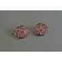 Серьги серебренные Sil Myau с золотыми вставками 082s-4 Розовый (Sil-689)