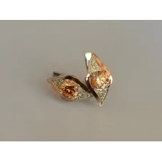 Серебряные серьги Sil с золотыми вставками 145s-6 Шампань (Sil-1018)