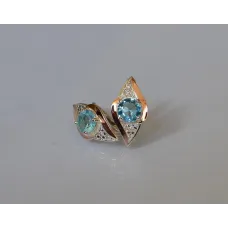 Серебряные серьги Sil с золотыми вставками 145s-15 Лаванда (Sil-1027)