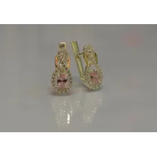 Серебряные серьги Sil с золотыми вставками 125s-11 Розовый (Sil-795)