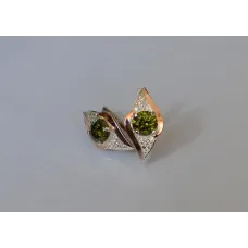 Серебряные серьги Sil с золотыми вставками 145s-14 Олива (Sil-1026)