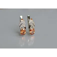 Серебряные серьги Sil с золотыми накладками 117s-5 Шампань (Sil-763)