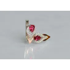 Серебряные серьги Sil с золотыми накладками 132s-14 Красный (Sil-729) Серебряные серьги Sil с золотыми накладками 132s-14 Красный (Sil-729)