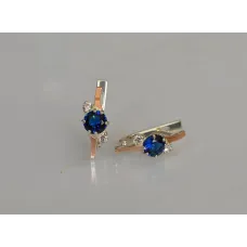 Серебряные серьги Sil с золотыми вставками 134s-12 Танзанит (Sil-1199)