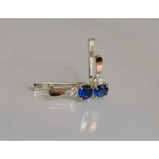 Серебряные серьги Sil с золотом 140s-7 Танзанит (Sil-695)