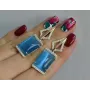 Серебряные серьги Sil с кабашонами 146s-10 Голубой (Sil-1155)