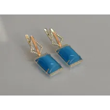 Серебряные серьги Sil с кабашонами 146s-10 Голубой (Sil-1155) Серебряные серьги Sil с кабашонами 146s-10 Голубой (Sil-1155)