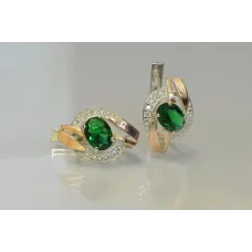 Серебряные серьги Sil 090s-8 Зеленый (Sil-978)