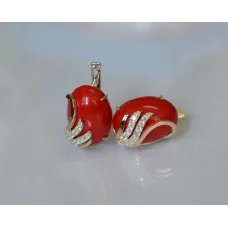 Серьги из серебра Sil с золотом 149s-6 Красный (Sil-1105) Серьги из серебра Sil с золотом 149s-6 Красный (Sil-1105)