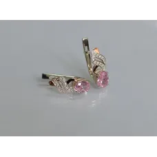 Серебряные серьги Sil с золотыми накладками 117s-1 Розовый (Sil-759)
