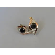 Серебряные серьги Sil с золотыми вставками 145s-7 Черный (Sil-1019)
