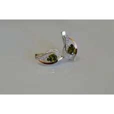 Серебряные серьги Sil с элементами золота 078s-2 Олива (Sil-918) Серебряные серьги Sil с элементами золота 078s-2 Олива (Sil-918)