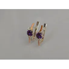 Серебряные серьги Sil с золотыми вставками 134s-10 Фиолет (Sil-1197)