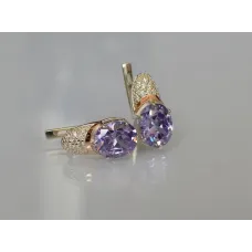 Серебряные серьги с золотыми накладками 122s-5 Лаванда (Sil-751) Серебряные серьги с золотыми накладками 122s-5 Лаванда (Sil-751)