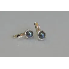 Серебряные серьги Sil с жемчугом 104s-2 Фианит (Sil-913)