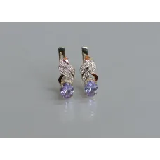 Серебряные серьги Sil с золотыми накладками 117s-12 Лаванда (Sil-770)