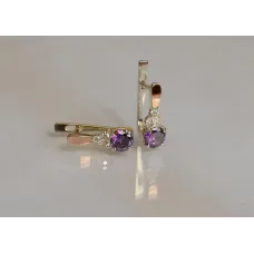 Серебряные серьги Sil с золотом 140s-9 Аметист (Sil-697)