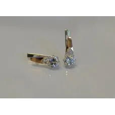 Серебряные серьги Sil с золотыми вставками 124s-1 Прозрачный (Sil-774)