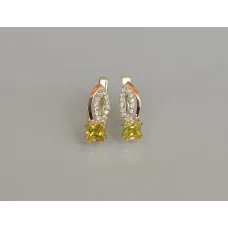 Серебряные серьги Sil с золотыми вставками 136s-15 Желтый (Sil-1249)