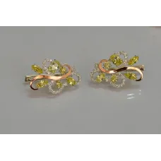 Серебряные серьги Sil с золотыми вставками 151s-4 Желтый (Sil-1078)