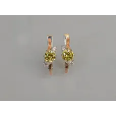 Серебряные серьги Sil с золотыми вставками 134s-13 Желтый (Sil-1200)