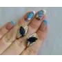 Серебряные серьги Sil с золотыми пластинами 114s-12 Танзанит (Sil-844)