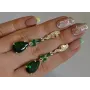 Серьги серебряные Sil с золотыми пластинами и фианитами 099s-7 Зеленый (Sil-1000)