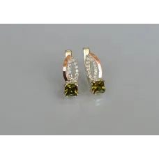 Серебряные серьги Sil с золотыми вставками 136s-12 Олива (Sil-1246)