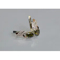 Серебряные серьги Sil с золотыми накладками 117s-14 Олива (Sil-772)