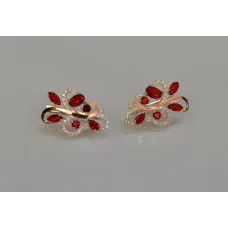 Серебряные серьги Sil с золотыми вставками 151s-16 Красный (Sil-1090)