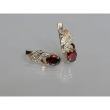 Серебряные серьги Sil с золотыми накладками 117s-2 Гранат (Sil-760)