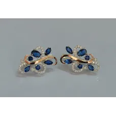 Серебряные серьги Sil с золотыми вставками 151s-1 Танзанит (Sil-1075)