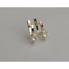 Серебряные серьги Sil с золотом 137s-2 Прозрачный (Sil-1220)