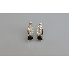 Серебряные серьги Sil с золотыми вставками 136s-13 Черный (Sil-1247)