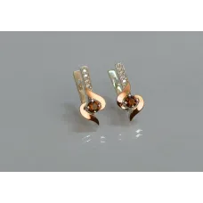 Серебряные серьги Sil с золотыми вставками 142s-9 Гранат (Sil-1136)