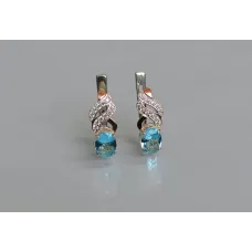 Серебряные серьги Sil с золотыми накладками 117s-13 Голубой (Sil-771)