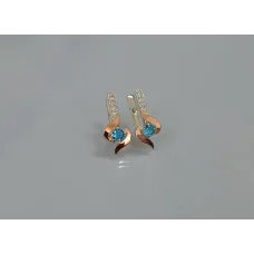 Серебряные серьги Sil с золотыми вставками 142s-17 Аквамарин (Sil-1144)