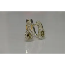 Серебряные серьги Sil с золотыми вставками 125s-10 Коричневый (Sil-794)