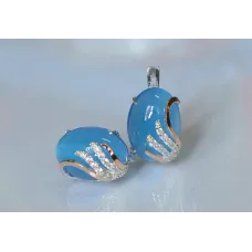 Серьги из серебра Sil с золотом 149s-7 Голубой (Sil-1106) Серьги из серебра Sil с золотом 149s-7 Голубой (Sil-1106)