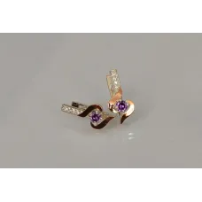 Серебряные серьги Sil с золотыми вставками 142s-13 Фиолет (Sil-1140)