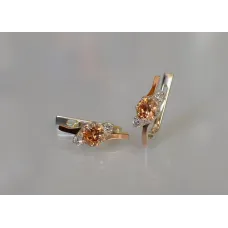Серебряные серьги Sil с золотыми вставками 134s-5 Шампань (Sil-1192)