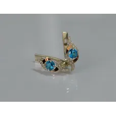 Серебряные серьги Sil с золотыми накладками 128s-14 Аквамарин (Sil-1042) Серебряные серьги Sil с золотыми накладками 128s-14 Аквамарин (Sil-1042)