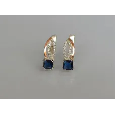 Серебряные серьги Sil с золотыми вставками 136s-7 Танзанит (Sil-1241)