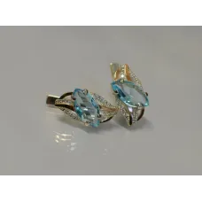Срібна каблучка Sil з золотими пластинами 114s-1 Блакитний (Sil-833)