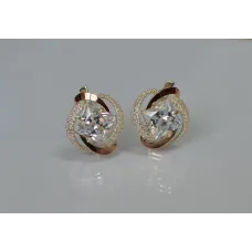Серебряные серьги Sil с золотыми накладками 130s-11 Прозрачный (Sil-742) Серебряные серьги Sil с золотыми накладками 130s-11 Прозрачный (Sil-742)