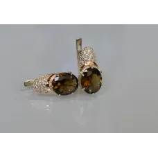 Серебряные серьги Sil с золотыми накладками 122s-2 Коричневый (Sil-748) Серебряные серьги Sil с золотыми накладками 122s-2 Коричневый (Sil-748)