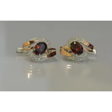 Серебряные серьги Sil 090s-4 Гранат (Sil-974)