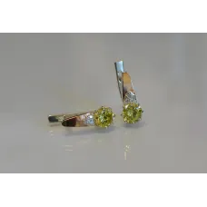 Серебряные серьги Sil с золотыми вставками 124s-9 Желтый (Sil-782)