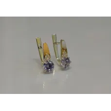 Серебряные серьги Sil с золотыми вставками 124s-6 Лаванда (Sil-779)